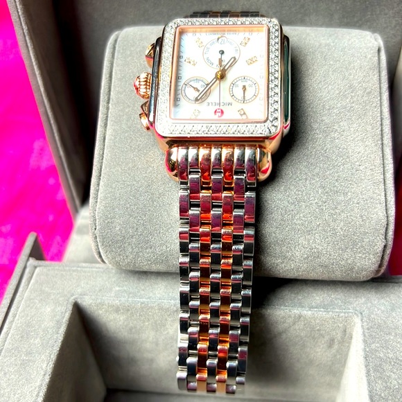 MICHELE DECO SIGNATURE DIAMOND TWO-TONE WOMEN'S FASHION WATCH - Picture 4 of 7